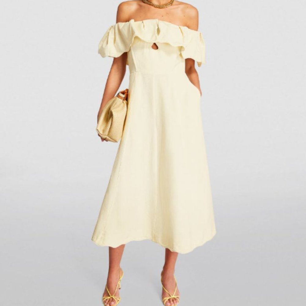 1715 NWOT ~ SEA NEW YORK ~ Leona Off The Shoulder Midi Dress In Cream 4